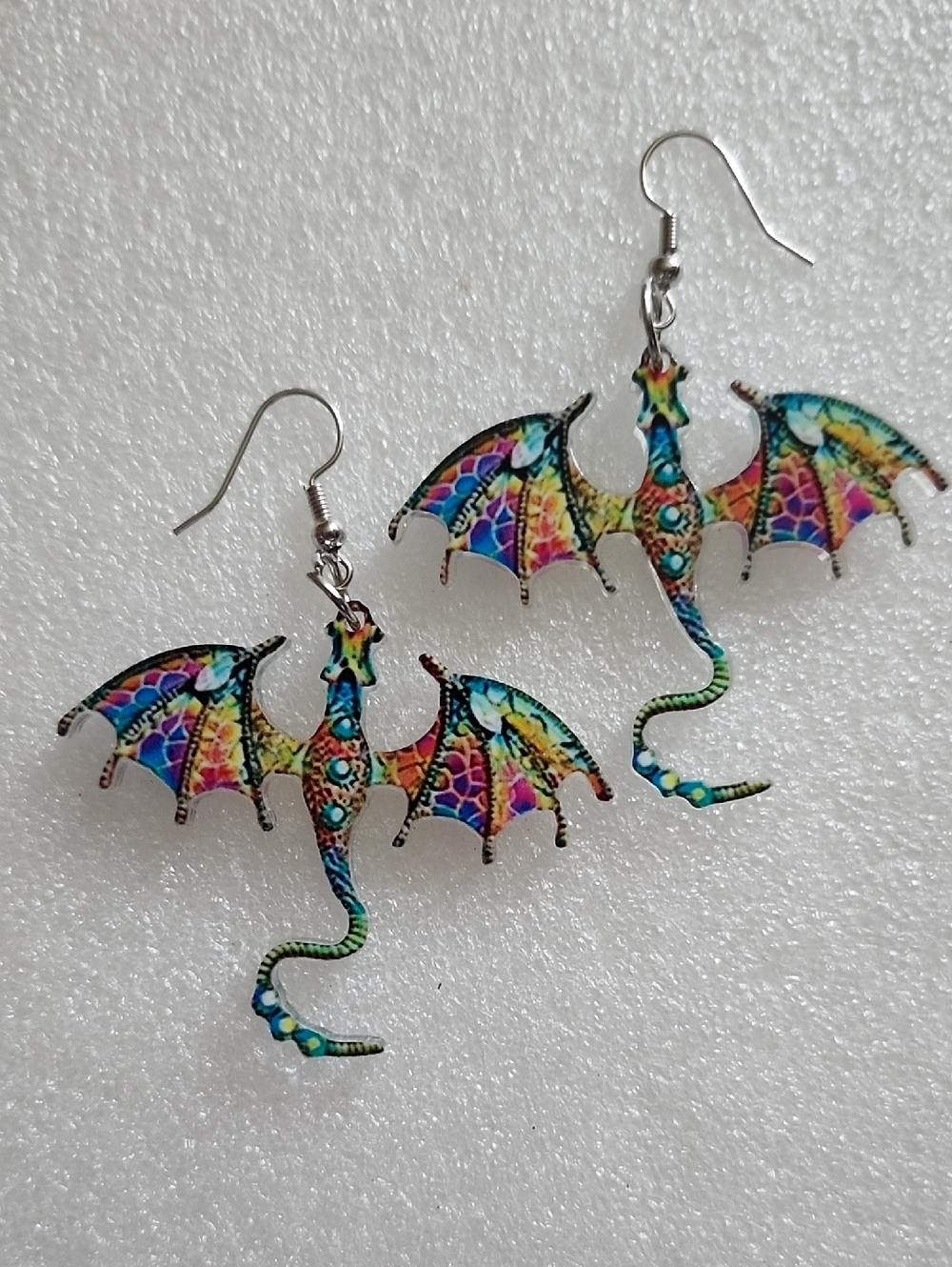 Hand Crafted Multicolor Dragon Wing Earrings